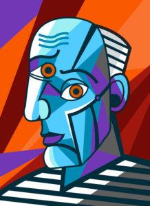 Cubist great painter face portrait painting.