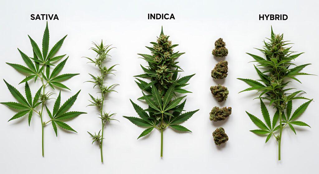 Cannabis Strain Comparison — Scientific Flat Lay.